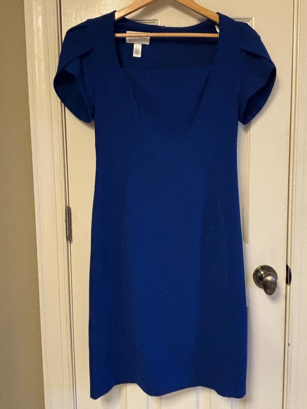 Donna Morgan Cobalt Blue Short Sleeve Square Neck Dress